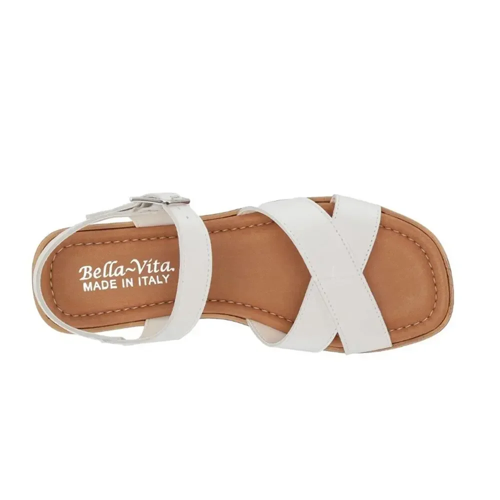 Bella Vita Women's Car-Italy Leather Wedge Sandals White Leather Size 7